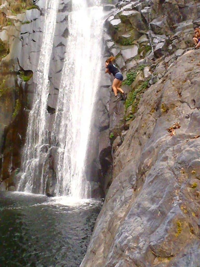 Lesh Throwing Herself Off The Cliff. Canyoning In El Salvador