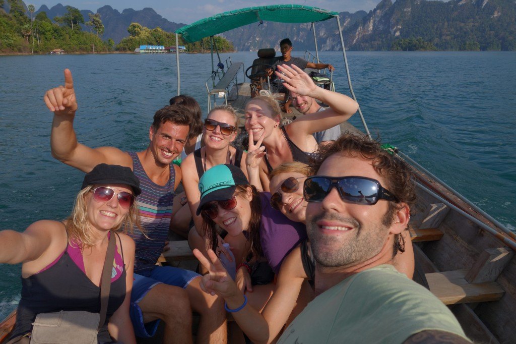 Our New Friends Enjoying The Longtail Ride. Khao Sok