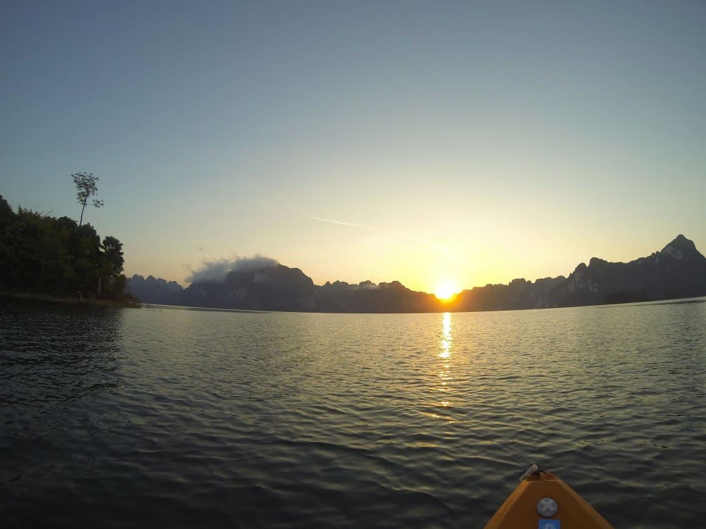 The Sunrise From Our Kayak. Khao Sok