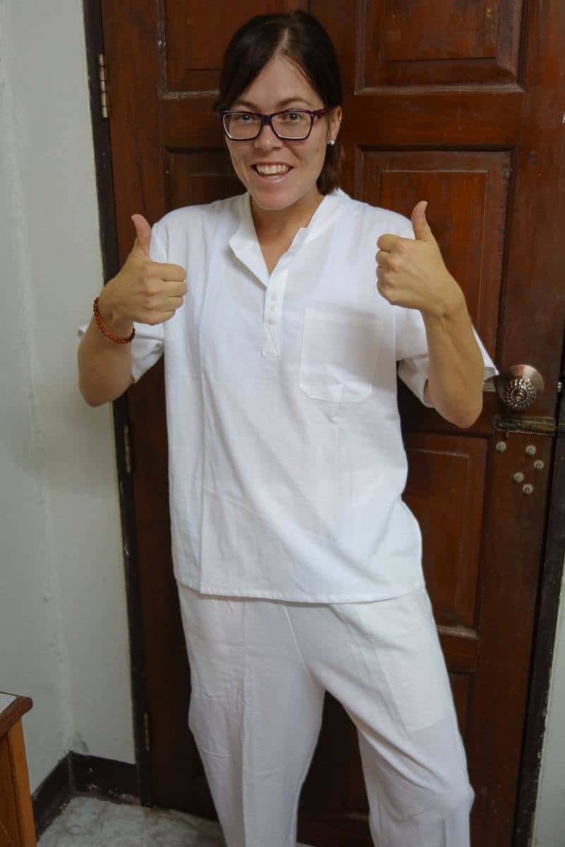 Lesh Wearing White Vipassana Meditation Course Chiang Mai Thailand