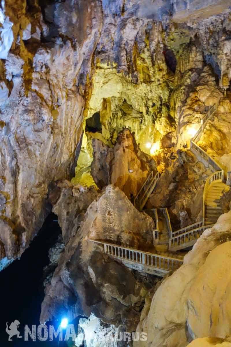 Staircases Inside The Cave. Thakhek Loop Motorbike Scooter Laos