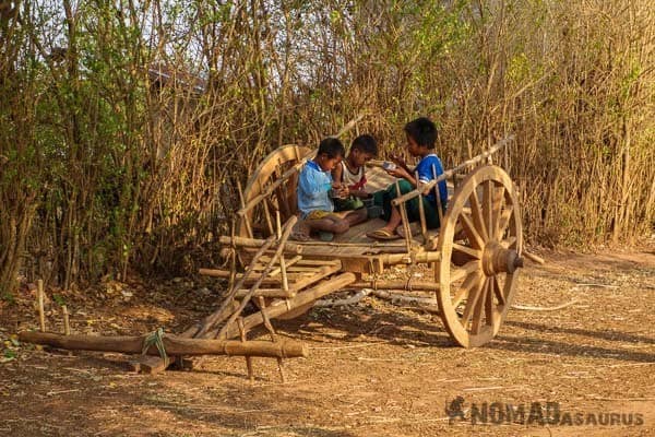Kids On Cart People Of Myanmar