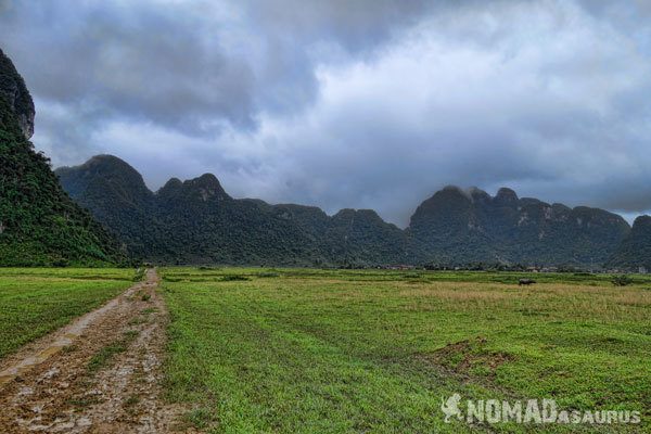 The sentiment equally nosotros left Tan Hoa hamlet in addition to the river nosotros had to traverse early inwards our trek Tu Lan Cave Trekking Tour Photo Essay