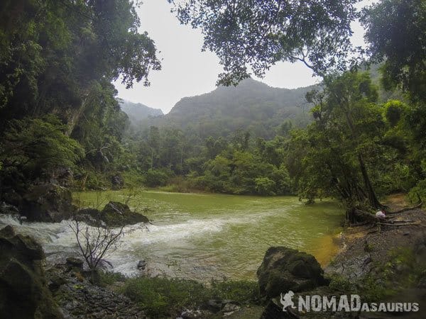 The sentiment equally nosotros left Tan Hoa hamlet in addition to the river nosotros had to traverse early inwards our trek Tu Lan Cave Trekking Tour Photo Essay