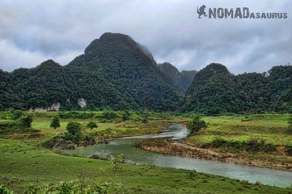 The sentiment equally nosotros left Tan Hoa hamlet in addition to the river nosotros had to traverse early inwards our trek Tu Lan Cave Trekking Tour Photo Essay