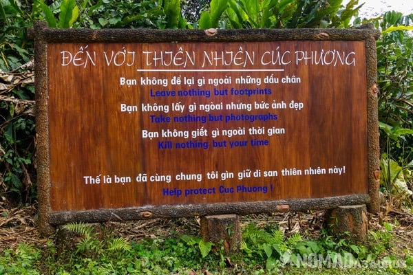 Sign Cuc Phuong National Park Waste Litter Trash