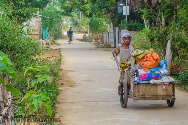 Old Man Cart Mai Chau Vietnam