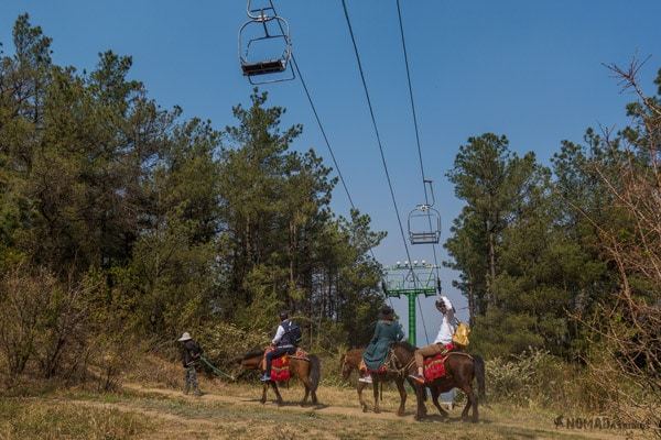 Horses Chairlift Hiking Mount Cangshan Dali Yunnan China