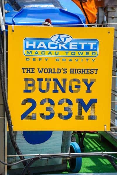 Sign World's Highest Bungy Jump Macau Tower Aj Hackett Bungee