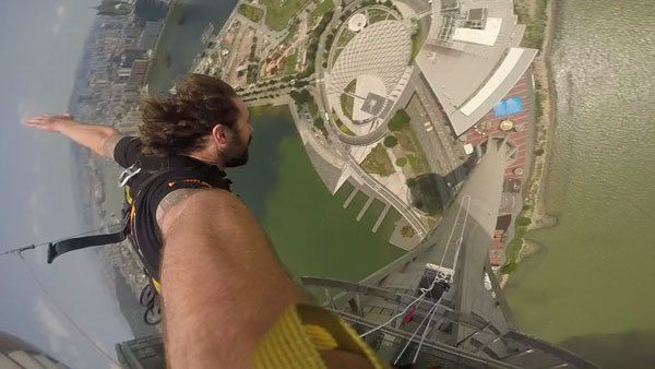 Jazza Falling World's Highest Bungy Jump Macau Tower Aj Hackett