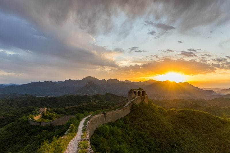 Sunset Gubeikou Camping On The Great Wall Of China