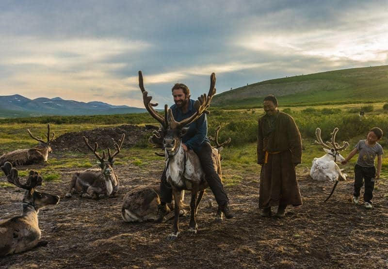 Riding Tsaatan People Dukha Reindeer Herders Mongolia