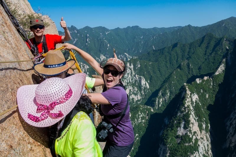 Staring over the border on the Mount Huashan hike Surviving The World’s Most Dangerous Hike – Mt Huashan