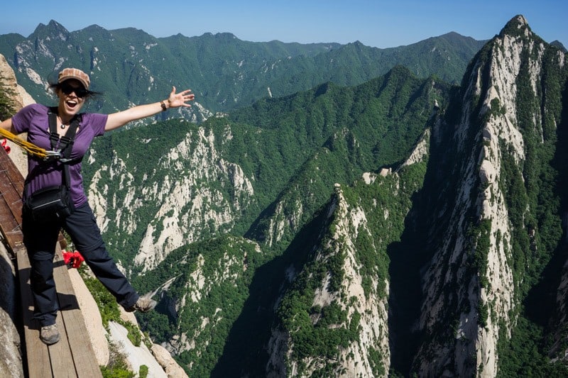 Staring over the border on the Mount Huashan hike Surviving The World’s Most Dangerous Hike – Mt Huashan
