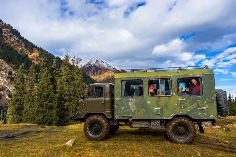 Russian Truck Hiking Altyn Arashan Valley Hot Springs Kyrgyzstan