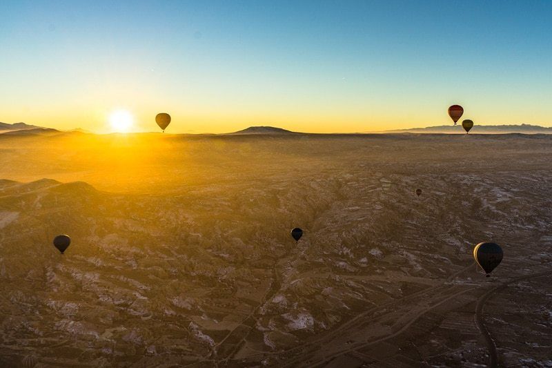 Floating on a gentle breeze high higher upwards the fairy chimneys Flying High In H5N1 Hot Air Balloon In Cappadocia