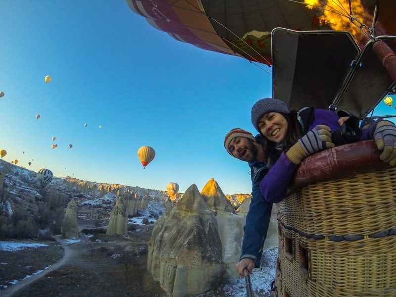 Floating on a gentle breeze high higher upwards the fairy chimneys Flying High In H5N1 Hot Air Balloon In Cappadocia