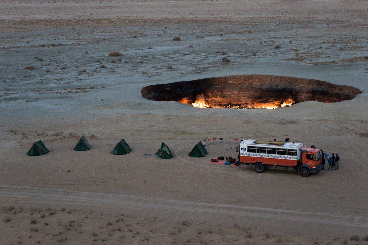 Darvaza Gas Crater Camping At The Door To Hell Turkmenistan