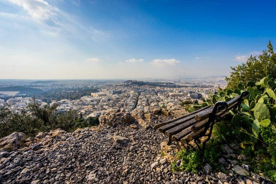 Bench Mount Lycabettus Street Scenes Of Athens