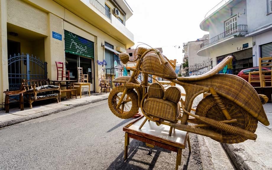 Wicker Motorcycle Street Scenes Of Athens