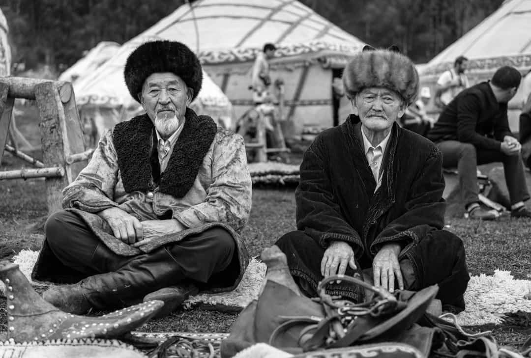 Old Men Black White People Of World Nomad Games Kyrgyzstan