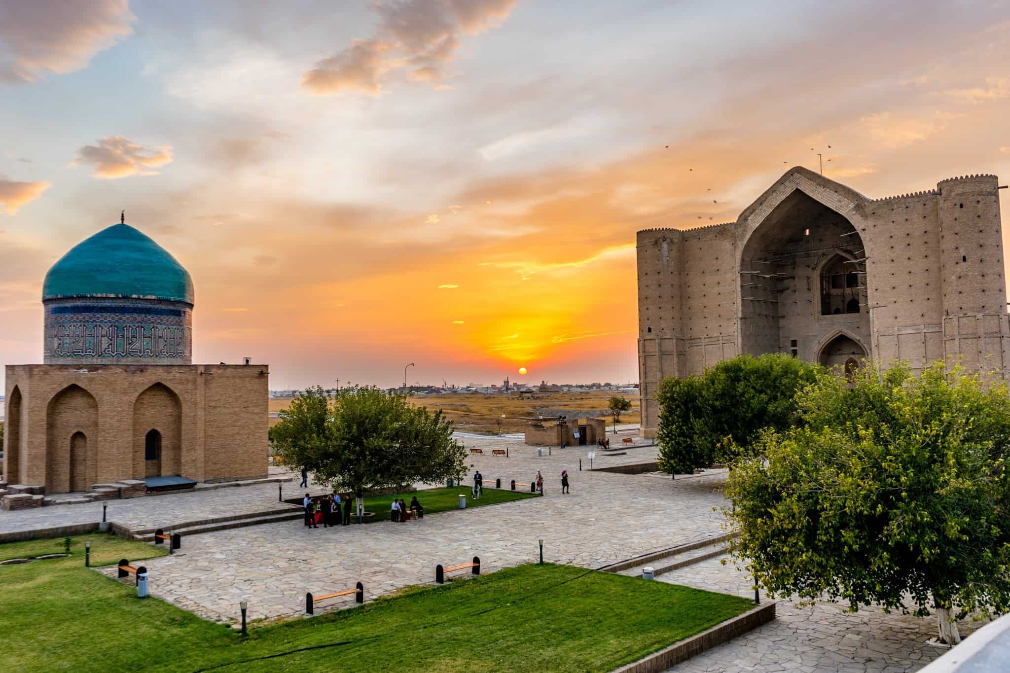 Sunset The Mausoleum Of Khawaja Ahmed Yasawi Turkistan