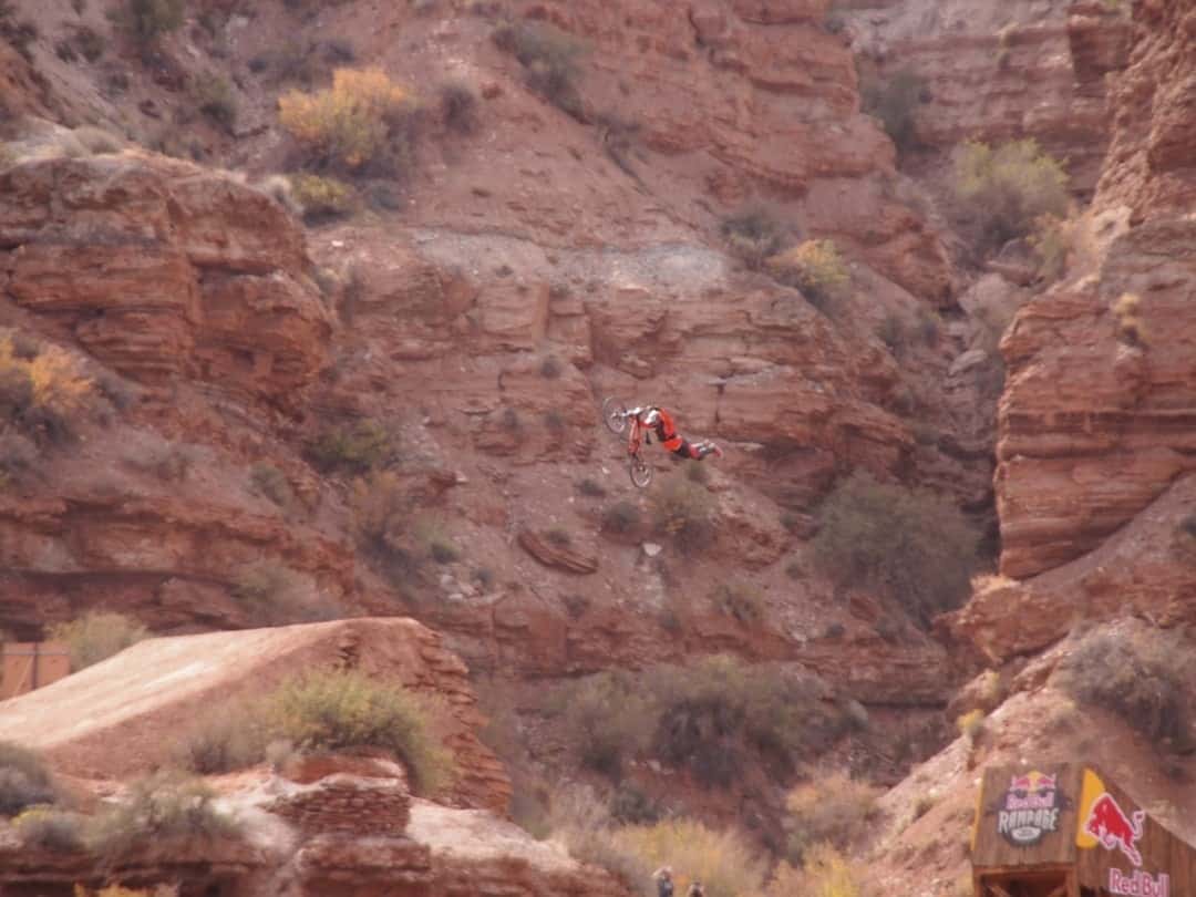 A Rider Attempting The Canyon Jump At Redbull Rampage