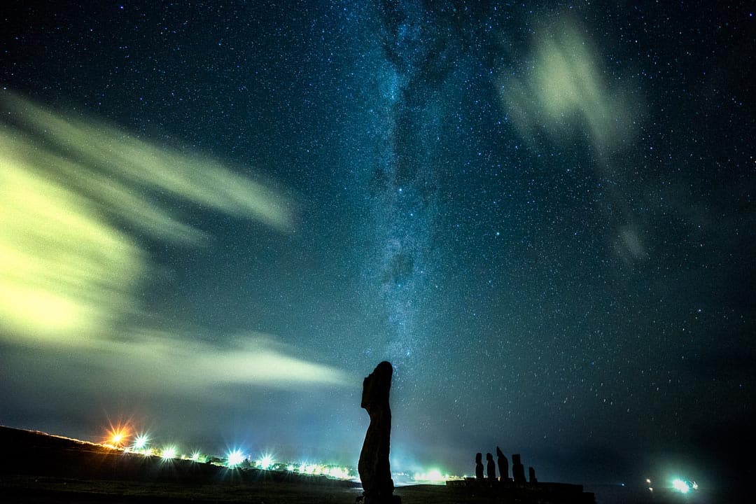 Moai Easter Island Milky Way