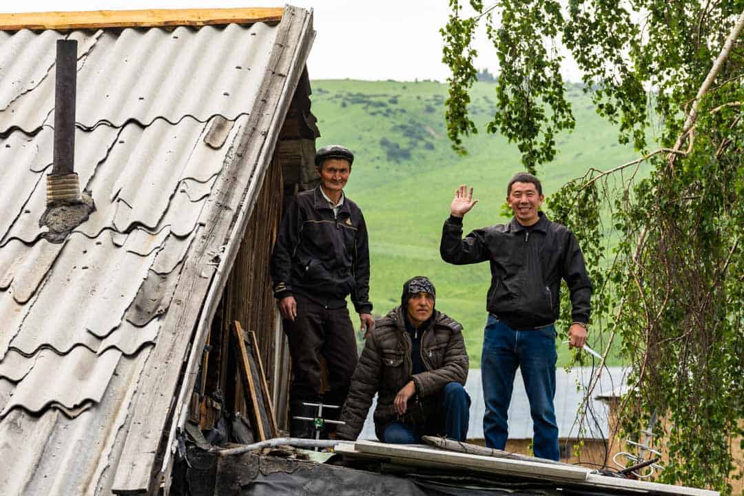 Man Waving Jyrgalan Village Kyrgyzstan