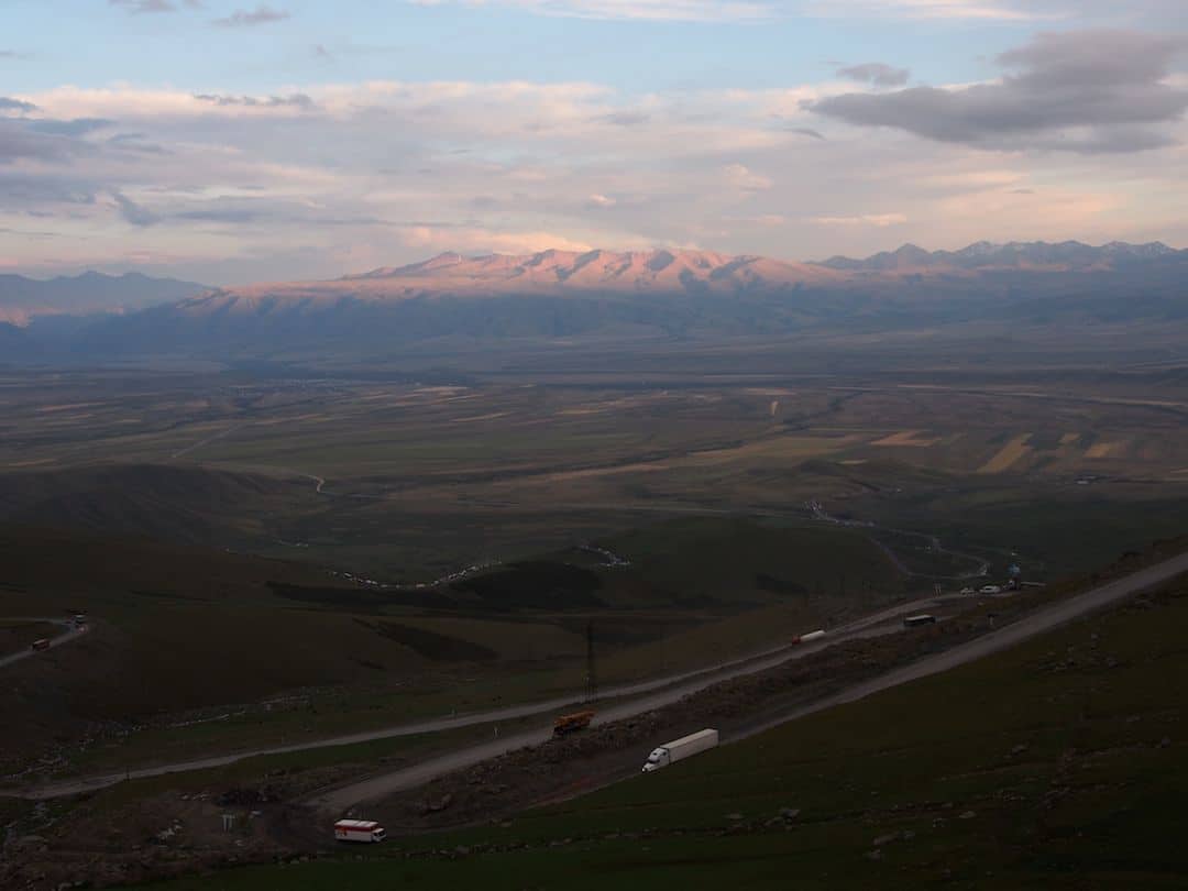 Trucks Winding Their Way Up The Otmok Pass