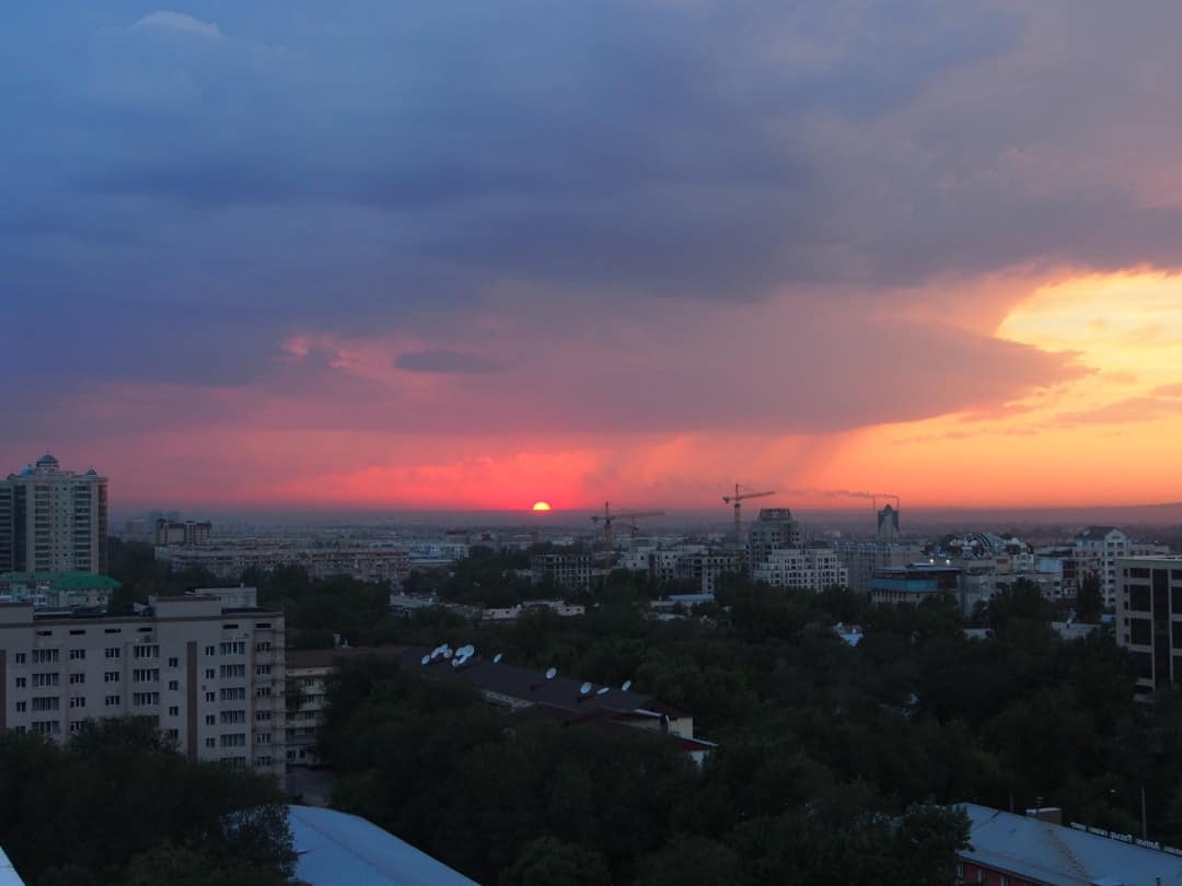 View From The Rooftop Hostel In Almaty, Kazakhstan