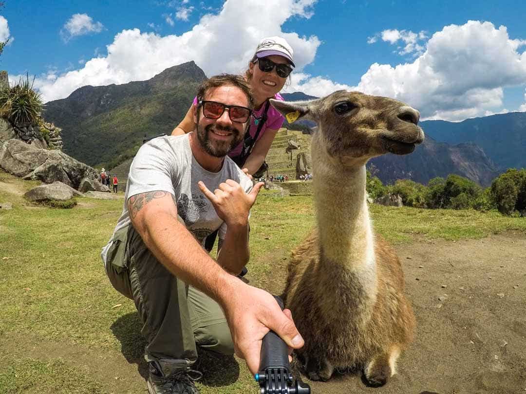 Llama Selfie Gopro Machu Picchu Cusco Sacred Valley 5 Days