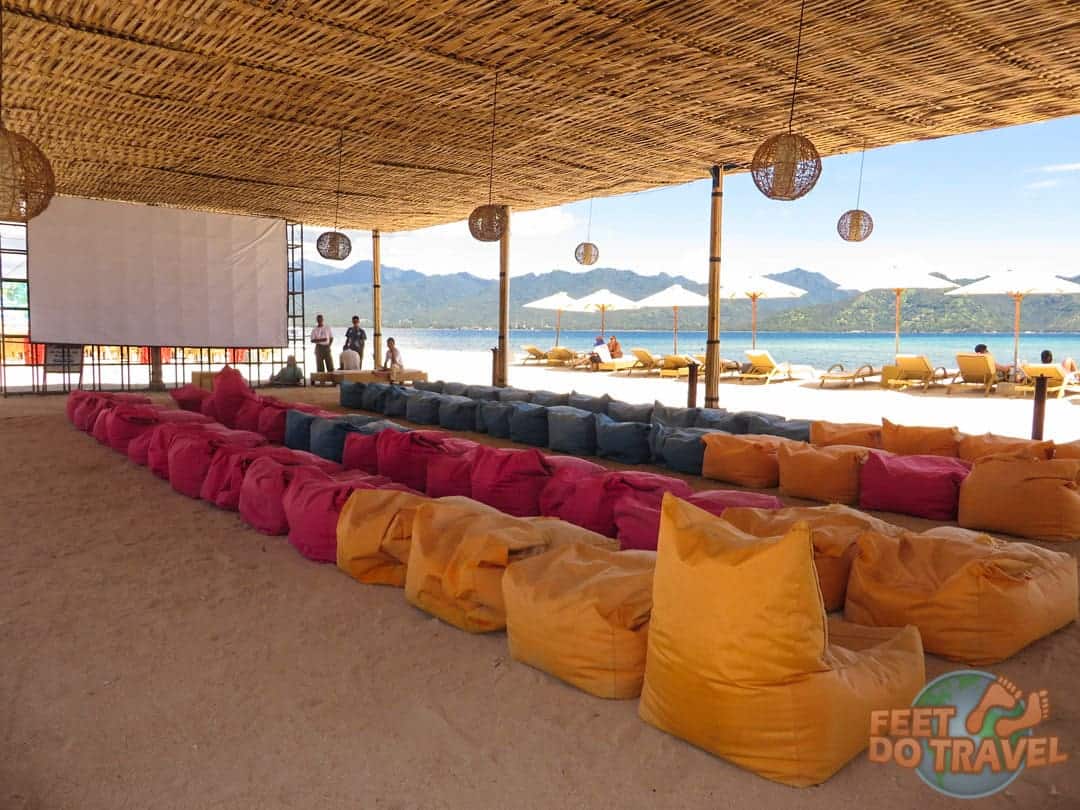 Outdoor Seating For A Movie Showing On The Beach