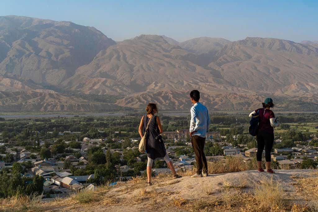 People Overlooking Panjakent