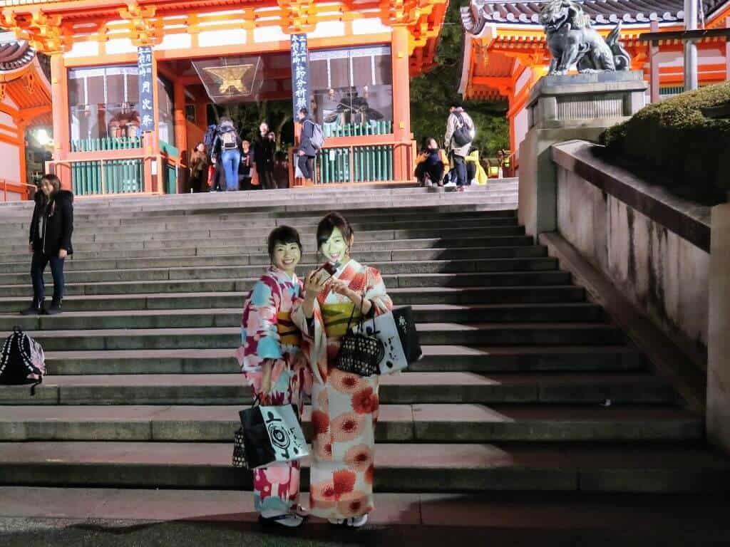 Striking A Pose In Front Of The Yasaka Shrine Gate