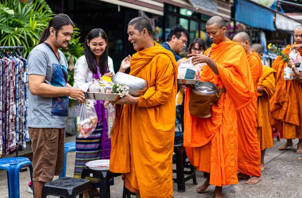 Thai Monks Giving Alms