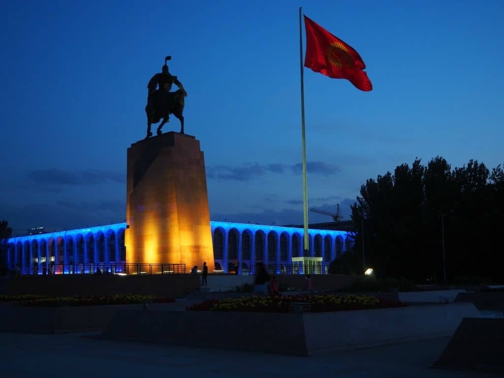 Ala Too Square In Bishkek At Night