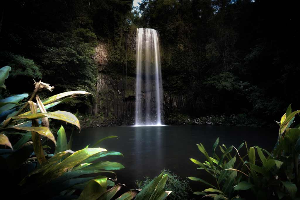 Slow Shutter Speed Underexposed Waterfall