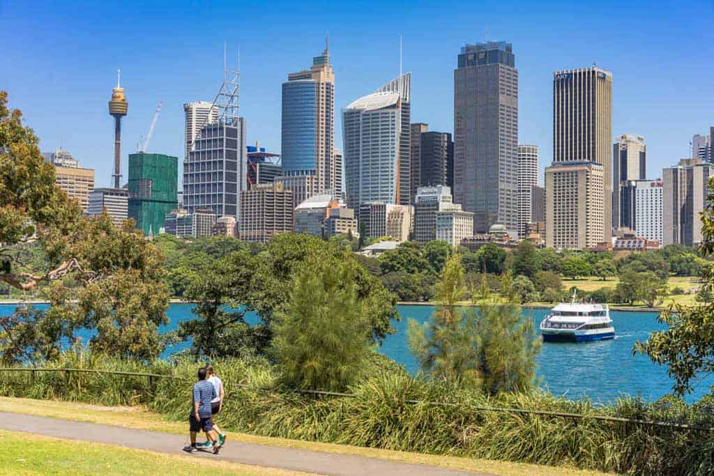 People Walking In Front Of Sydney's Skyline