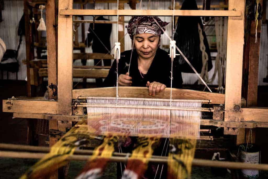 Uzbek Lady Silk Weaving