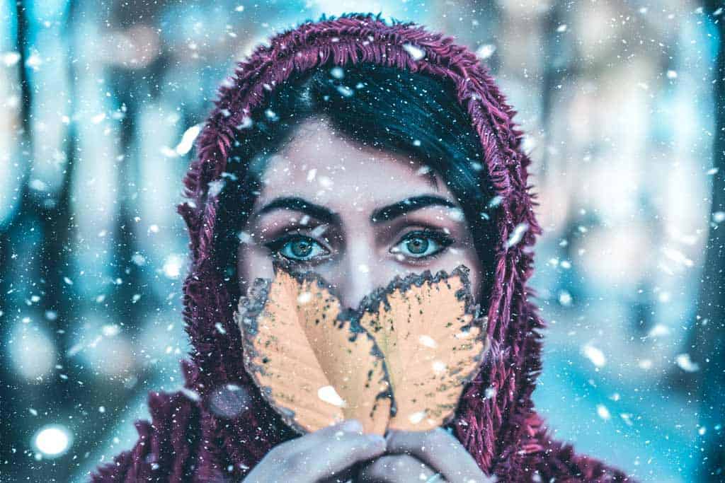 Composition Girl Hiding Behind Leaves