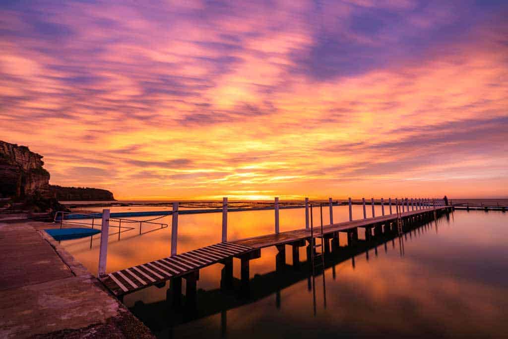 Long Exposure Sunrise Pool Photo