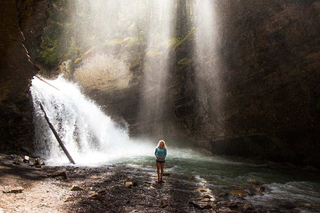 Backpacking Near Waterfall