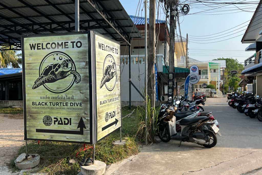 Black Turtle Dive Sign