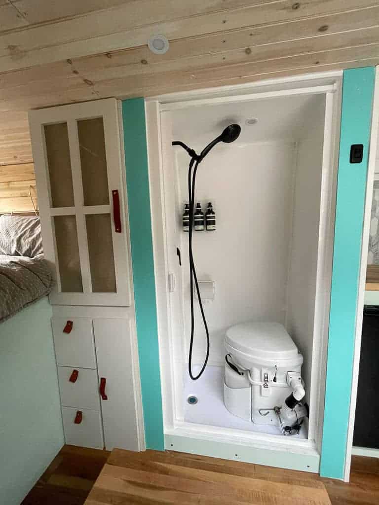 Bathroom And Shower In A Camper Van Conversion