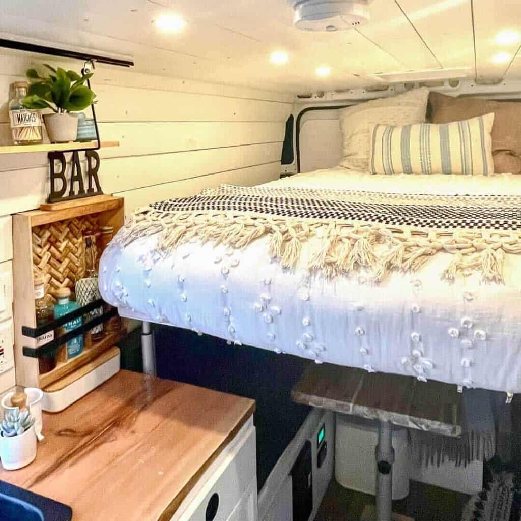 Lifted Bed In A Campervan Conversion