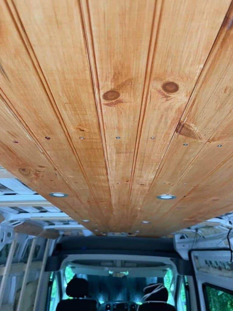 Wood Ceiling In A Campervan Conversion