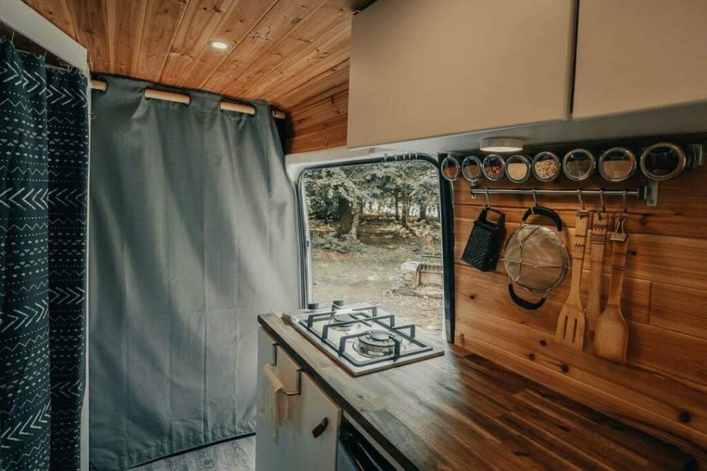 Campervan Kitchen With 2 Burner Stove