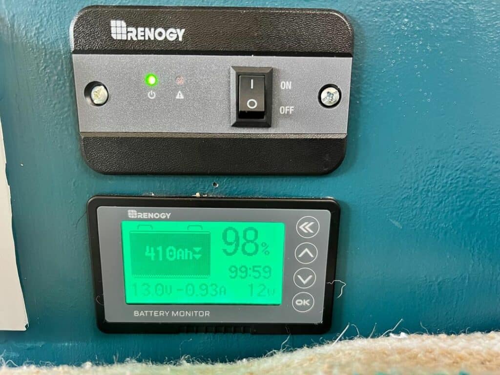 Inverter On/Off Switch And A Battery Monitor Showing State Of Charge