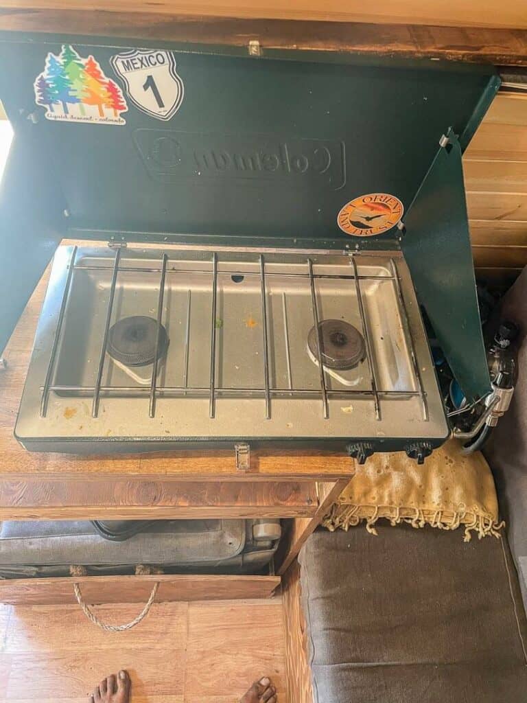 Portable Stove Top In A Campervan